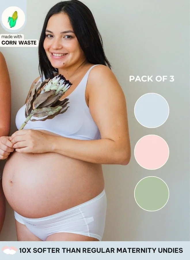 Intimate Queen Corn Bae Maternity Lacy Boy Shorts – Ultra-Soft, No Roll-Ups & Gusset Support, Full Coverage Comfort for Every Trimester (Pack Of 3)